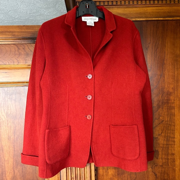 Jones New York Brick Red Wool Blazer, Size 12 - Picture 14 of 16